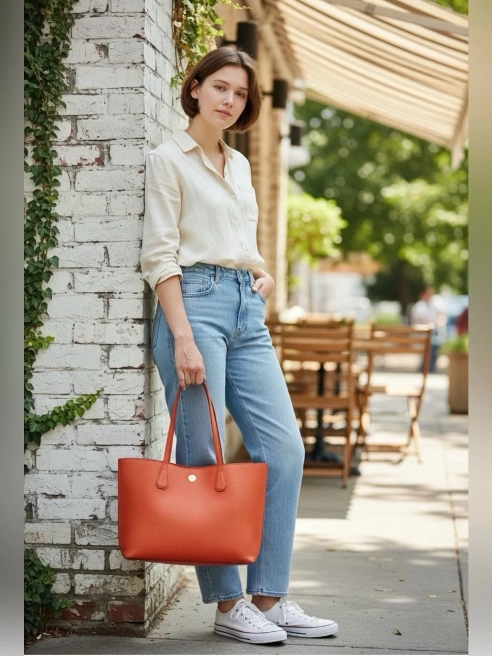 Tory Burch Brody Liberty Tangerine Leather Tote